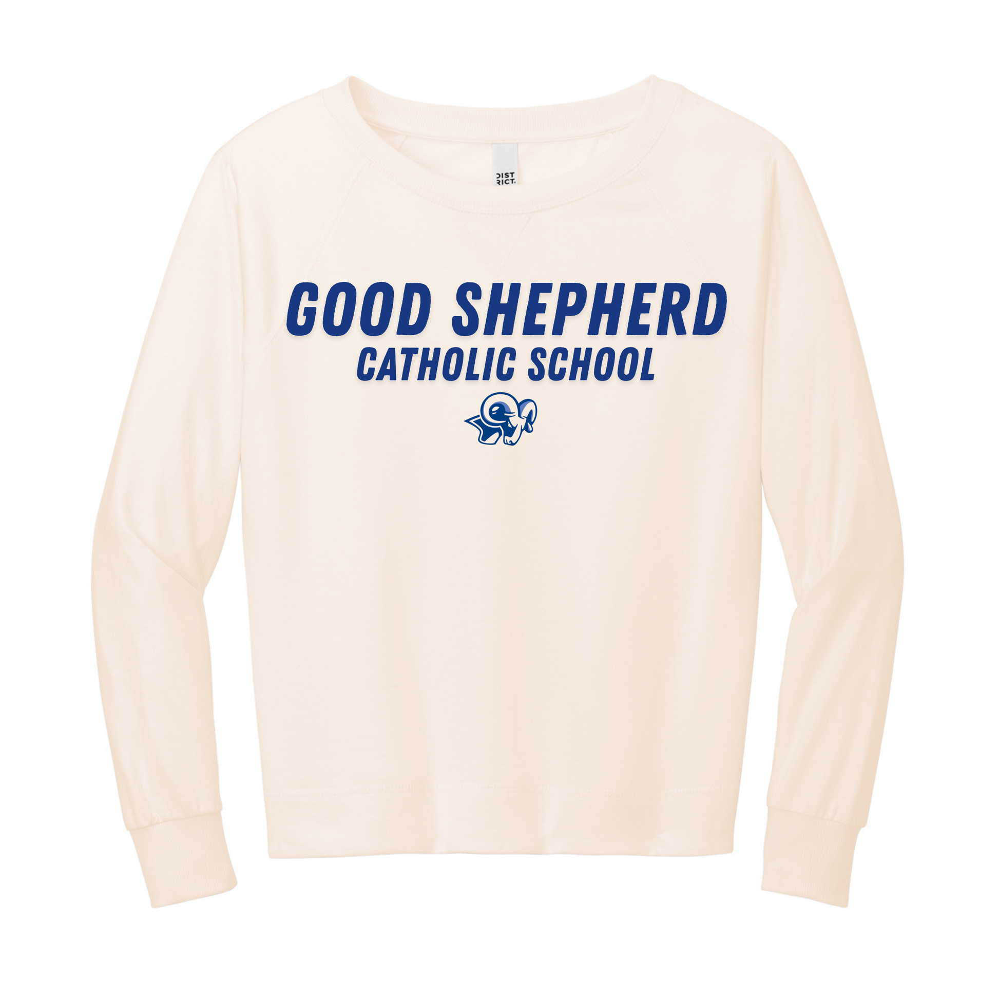Ladies Lightweight French Terry Crewneck, Cream