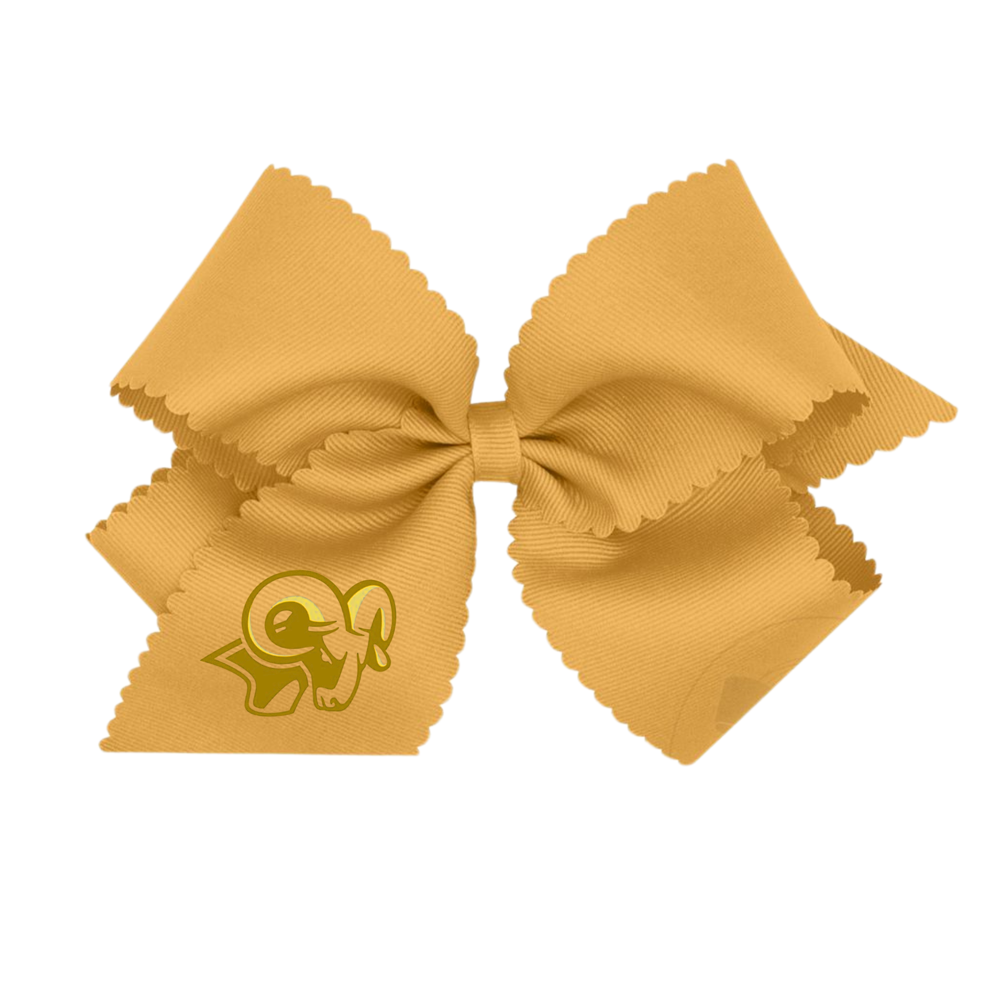 Rams Scalloped Edge Gold Grosgrain Bow