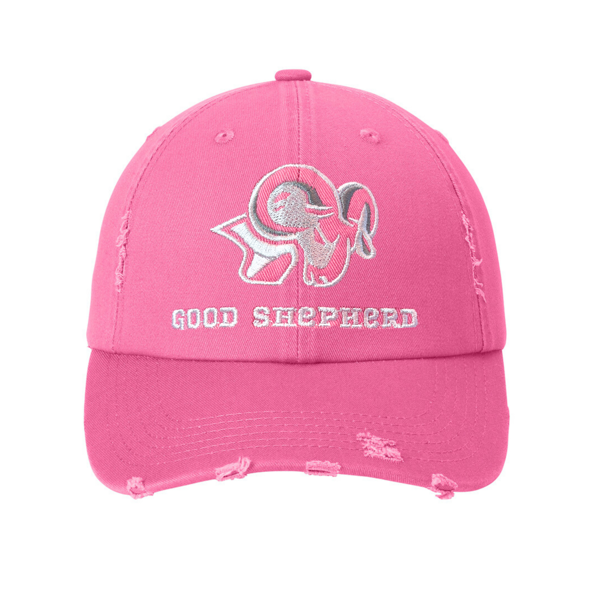 Pink Distressed Rams Cap