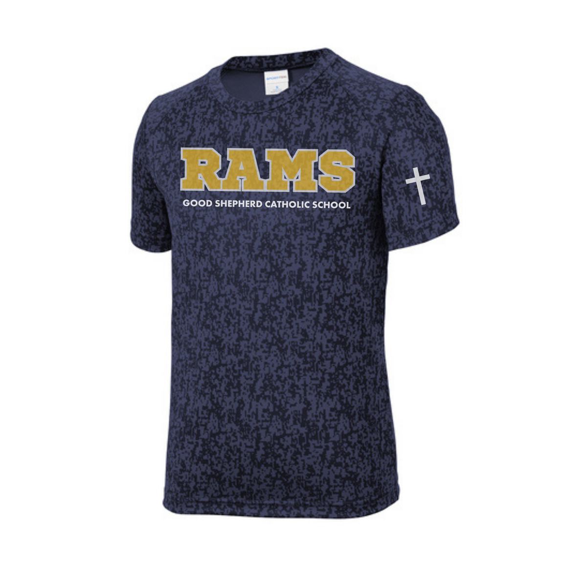 Youth RAMS Digi-Camo Performance T-Shirt, Navy