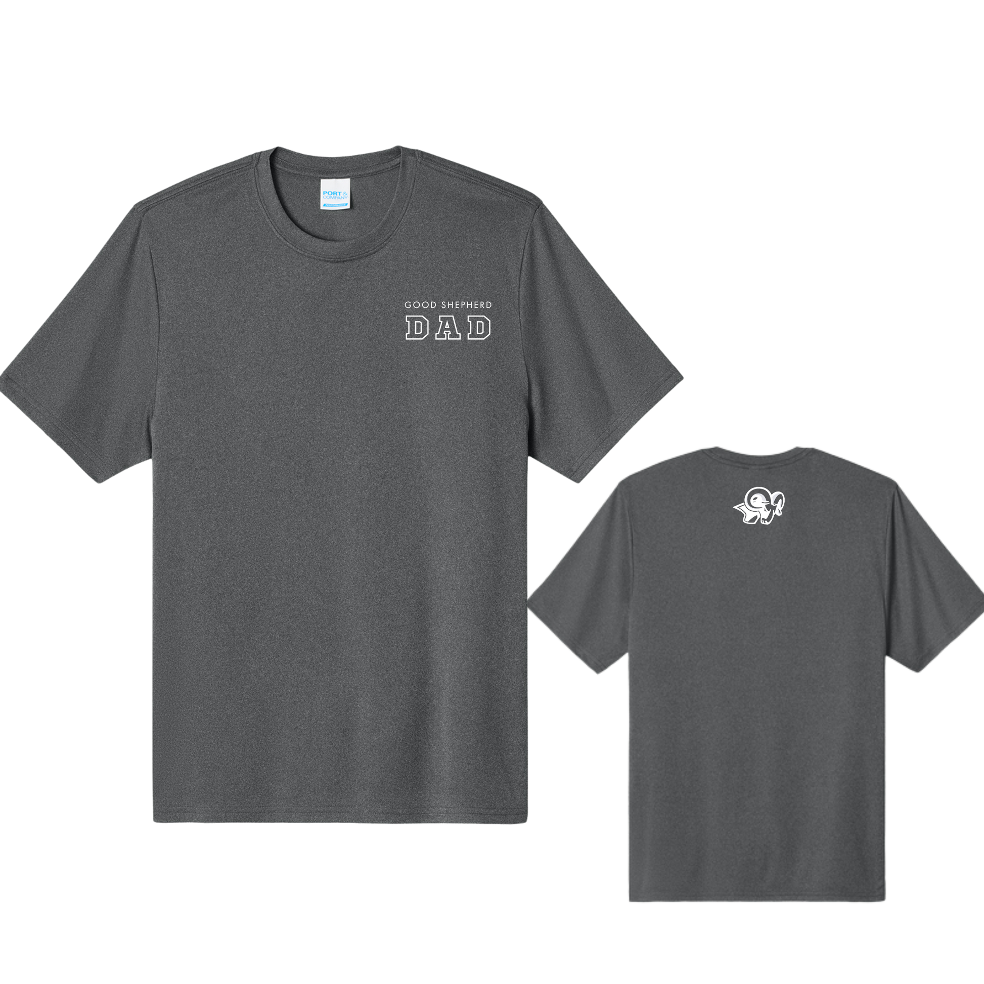 Good Shepherd Dad Performance T-Shirts, Grey